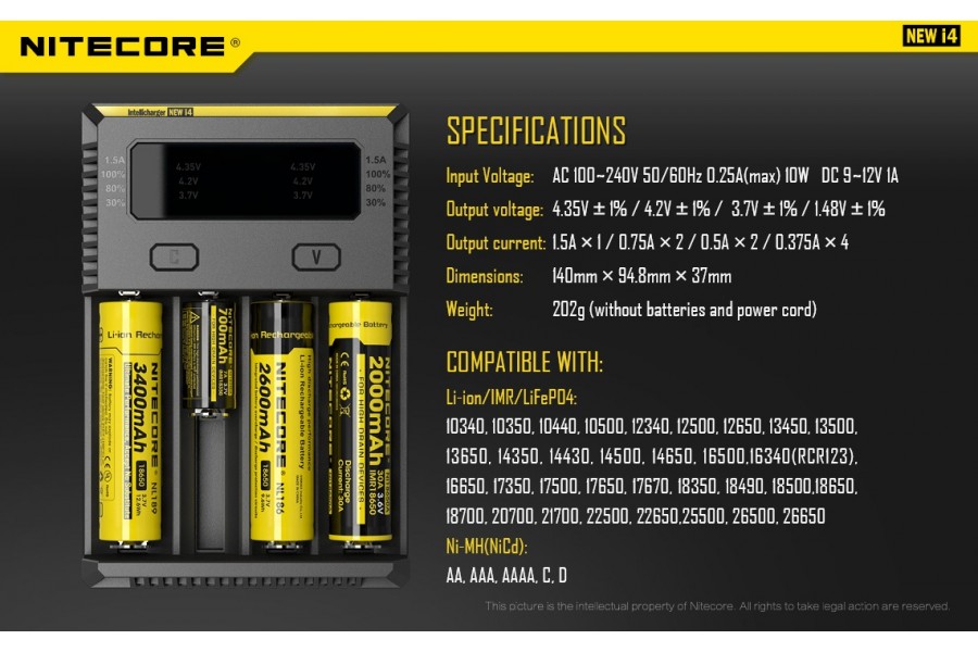 Nitecore Intellicharger New i4 Li-ion 18650 Pil Şarj Cihazı